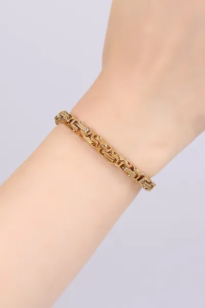 Gold Kral Kalın Zincirli   Unisex Çelik Bileklik 468935