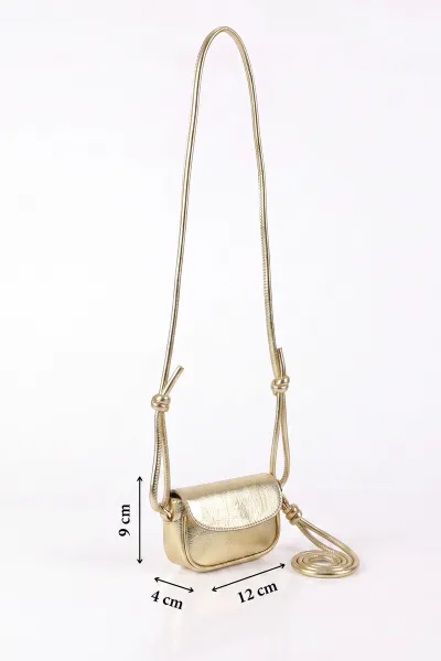 Gold Mini Boy Mıknatıs Kapaklı Kadın Omuz Çantası 480767