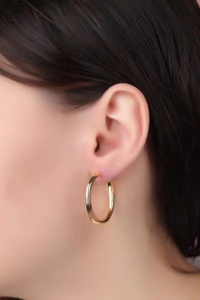 Gold Orta Boy Halka Küpe 330856