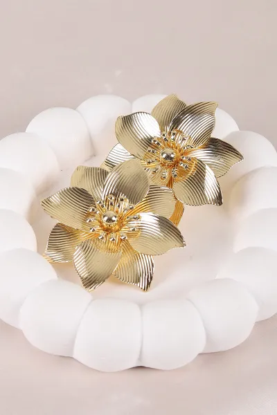 Gold Ortası Boncuklu  Çiçek Küpe 450839