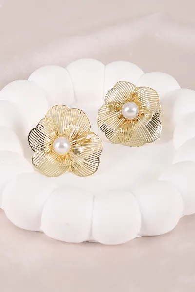 Gold Ortası İncili Küpe 450935