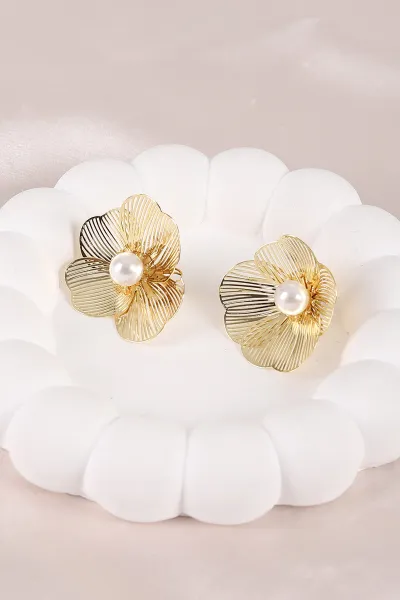 Gold Ortası İncili Küpe 450935
