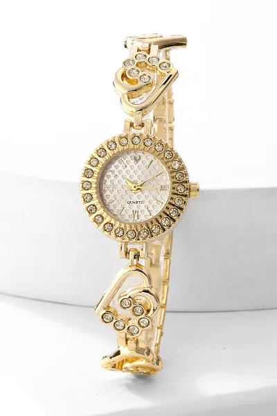 Gold Oval Çerçeveli Şık Kadın Saat 476675
