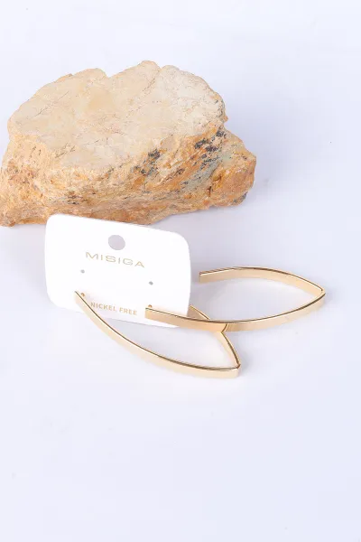Gold Oval Hatlı Küpe 330844