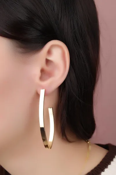 Gold Oval Hatlı Küpe 330844