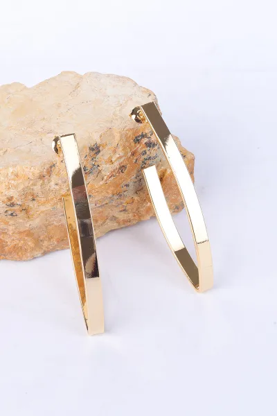 Gold Oval Hatlı Küpe 330844