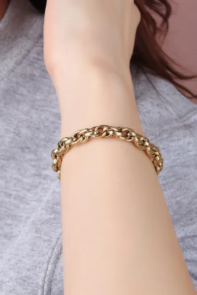 Gold Oval Model Çelik Bileklik 309609