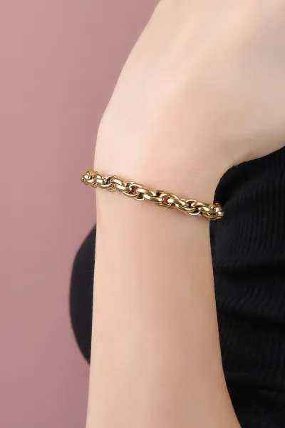 Gold Oval Model Çelik Bileklik 309638