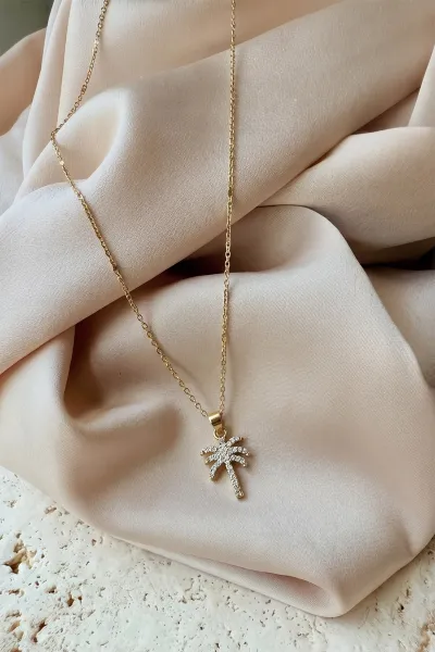 Gold Palmiye Figürlü Şık Kolye 477895