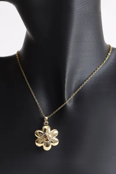 Gold Papatya Model Açılır Balon Çelik Kolye 370391