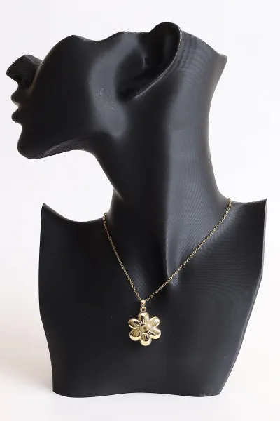 Gold Papatya Model Açılır Balon Çelik Kolye 370391