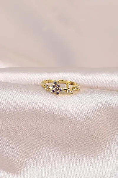 Gold Pembe Taşlı Ayarlanabilen Zarif  Yüzük 491910