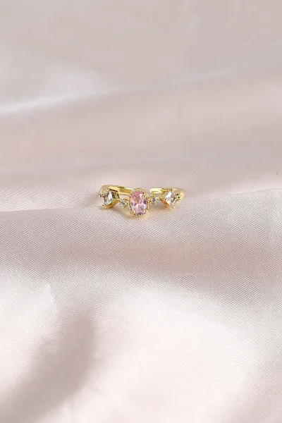 Gold Pembe Taşlı Ayarlanabilen Zarif  Yüzük 491912