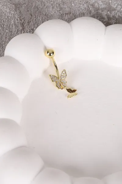 Gold Sallantılı Kelebek Model Göbek Piercingi 479602