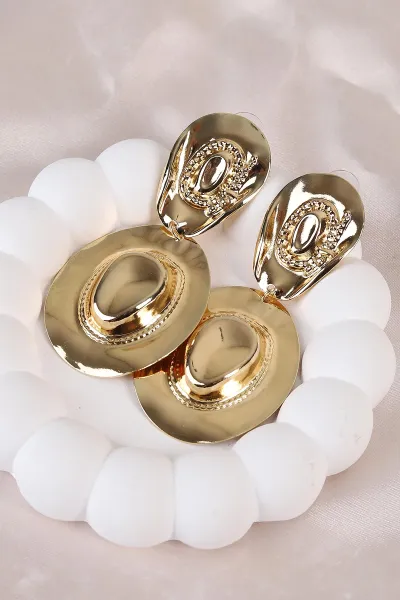 Gold Şapka Küpe 486492