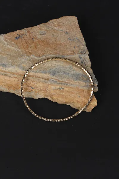 Gold Siyah Su Yolu Taşlı Lastikli Bileklik 308369