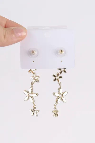 Gold Taşlı    Saçaklı Küpe 482704
