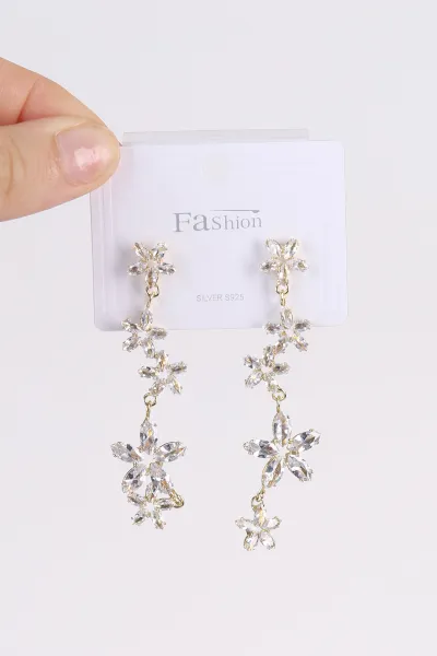 Gold Taşlı    Saçaklı Küpe 482704