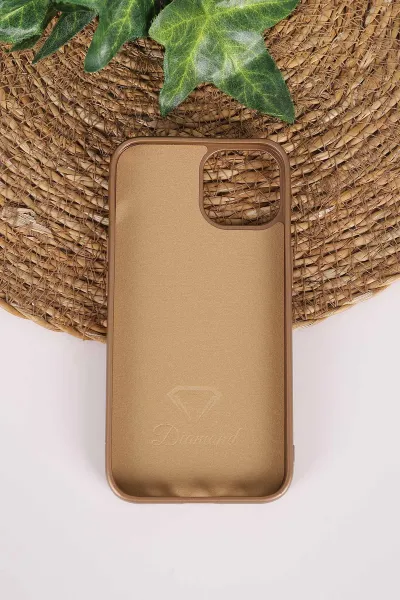 Gold TeknoCase İPhone 13 Uyumlu Perfect Diamond Case Serisi Taşlı Lens Hediyeli Sert Silikon Telefon Kılıfı 480778
