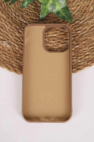 Gold TeknoCase İPhone 14 Pro Max Uyumlu Perfect Diamond Case Serisi Taşlı Lens Hediyeli Sert Silikon Telefon Kılıfı 480804