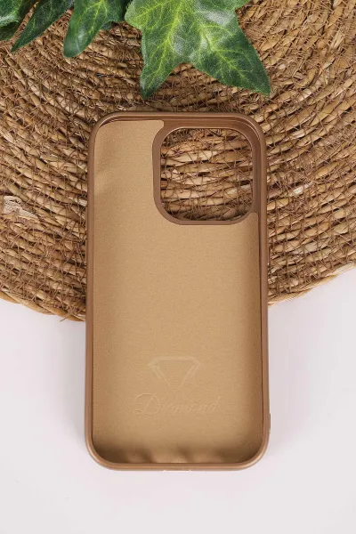 Gold TeknoCase İPhone 14 Pro Uyumlu Perfect Diamond Case Serisi Taşlı Lens Hediyeli Sert Silikon Telefon Kılıfı 480798