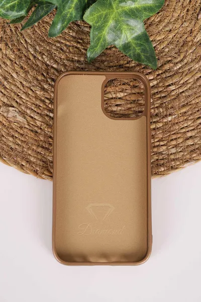 Gold TeknoCase İPhone 14 Uyumlu Perfect Diamond Case Serisi Taşlı Lens Hediyeli Sert Silikon Telefon Kılıfı 480784