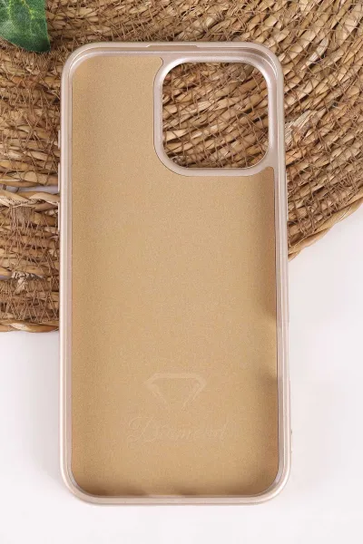 Gold TeknoCase İPhone 16 Pro Max Uyumlu Dlr Diamond Case Serisi Lens Hediyeli Premium Sert Silikon Telefon Kılıfı 474160