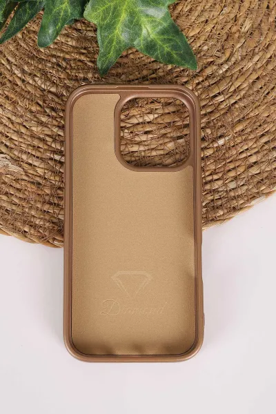 Gold TeknoCase İPhone 16 Pro Uyumlu Perfect Diamond Case Serisi Taşlı Lens Hediyeli Sert Silikon Telefon Kılıfı 480841