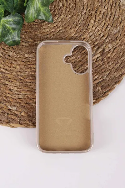 Gold TeknoCase İPhone 16 Uyumlu Dlr Diamond Case Serisi Lens Hediyeli Premium Sert Silikon Telefon Kılıfı 430383