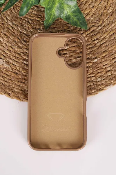 Gold TeknoCase İPhone 16 Uyumlu Perfect Diamond Case Serisi Taşlı Lens Hediyeli Sert Silikon Telefon Kılıfı 480835