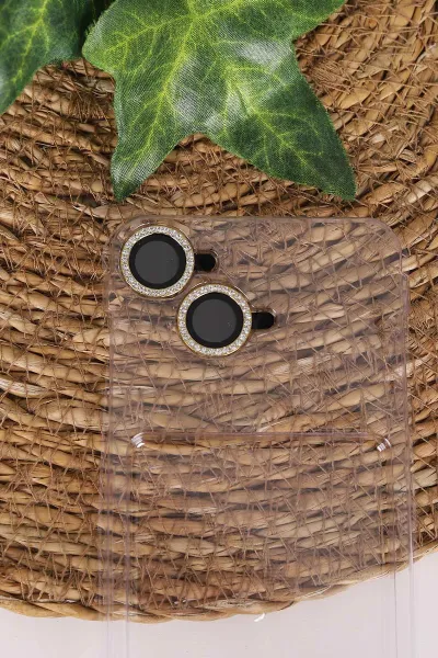 Gold TeknoCase İPhone 16 Uyumlu Perfect Diamond Case Serisi Taşlı Lens Hediyeli Sert Silikon Telefon Kılıfı 480835