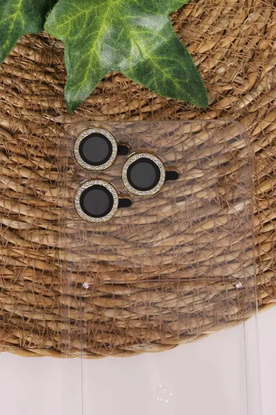 Gold TeknoCase İPhone 17 Pro Max Uyumlu Perfect Diamond Case Serisi Taşlı Lens Hediyeli Sert Silikon Telefon Kılıfı 480870