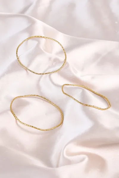 Gold Üzeri Desenli  Zigzag 3'lü Çelik Ajda Bilezik 492022