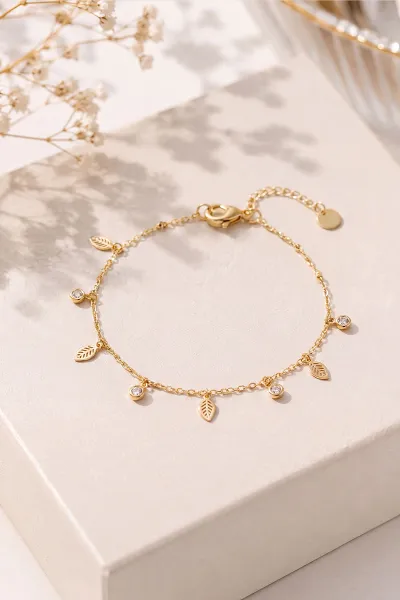 Gold Yaprak Figürlü Kadın Halhal 477723