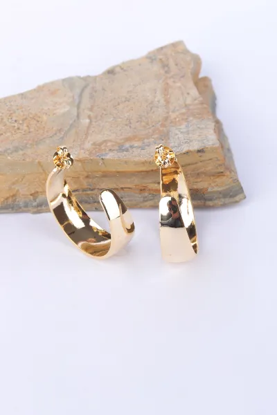 Gold Yarım Ay Model Kalın Halka Küpe 330916