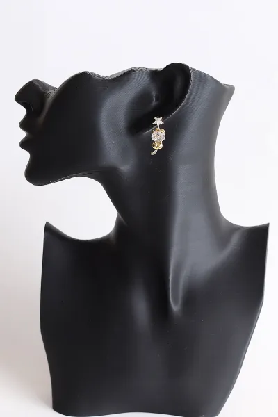 Gold Yıldız Model Zirkon Taşlı  Sallantı   Küpe 371060