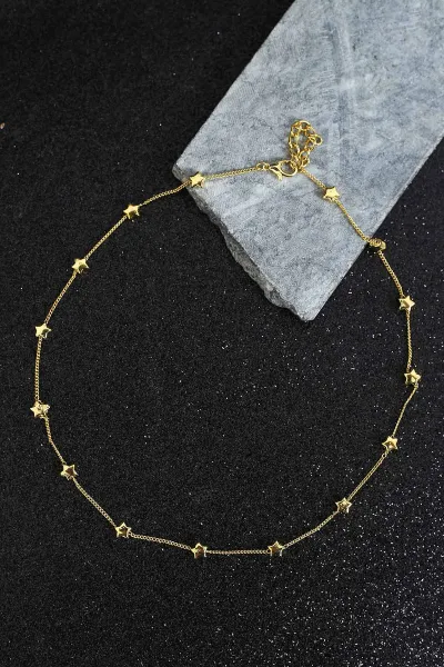 Gold Yıldız Motifli Zincirli Kolye 299113