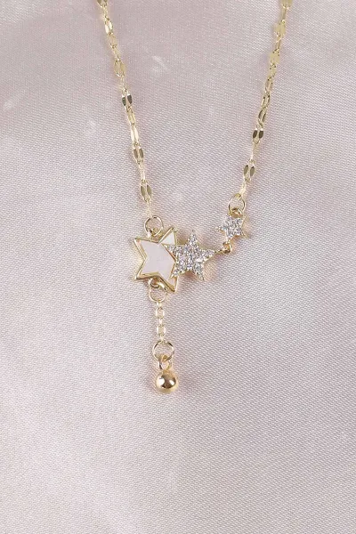 Gold Yıldız Taşlı Kolye 498410