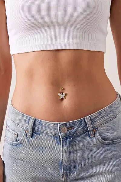 Gold Yusufçuk Model Göbek Piercingi 479600