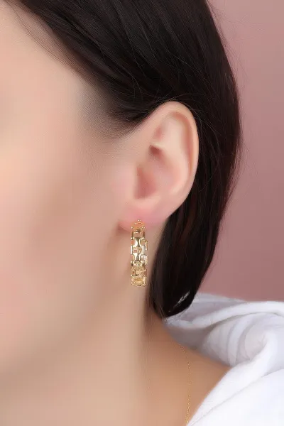 Gold Zincir Model Halka Küpe 330881