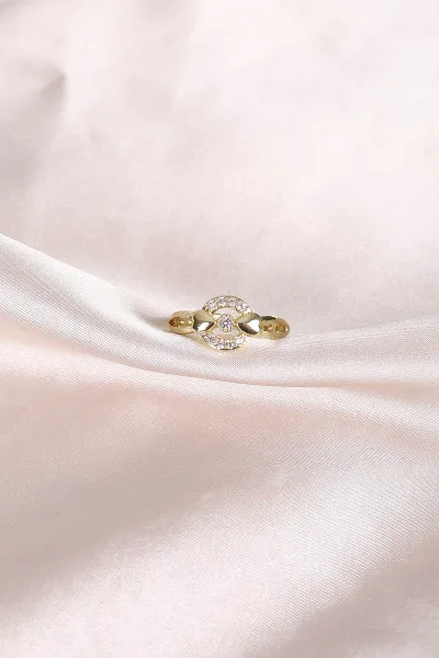 Gold Zirkon  Taşlı Ayarlanabilir Yüzük 479836