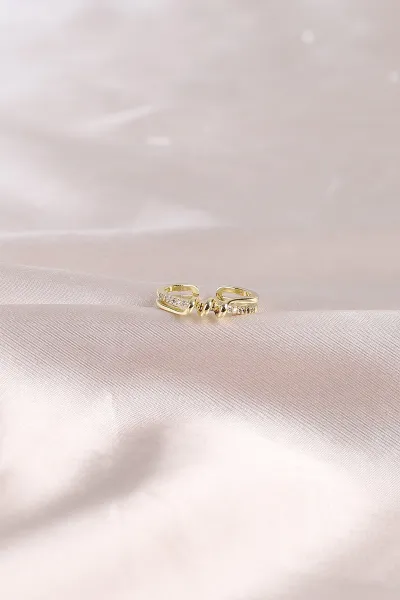 Gold Zirkon Taşlı Ayarlanabilir Yüzük 491748