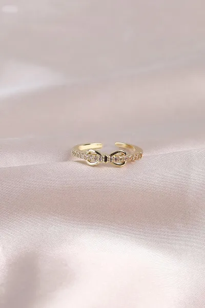 Gold Zirkon Taşlı Ayarlanabilir Yüzük 491764