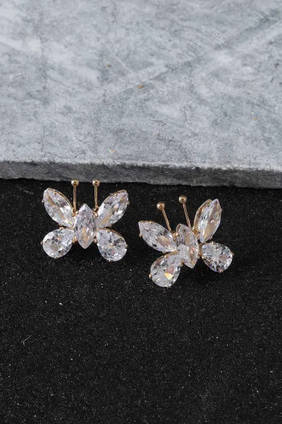 Gold Zirkon Taşlı Kelebek Küpe 301793