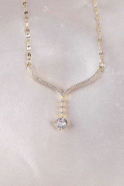Gold Zirkon Taşlı Şık Kolye 498414