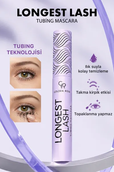 Golden Rose Longest Lash Tubing Mascara  - Ekstra Uzunluk ve Takma Kirpik Etkili Siyah Maskara 497924