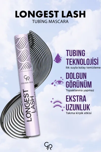 Golden Rose Longest Lash Tubing Mascara  - Ekstra Uzunluk ve Takma Kirpik Etkili Siyah Maskara 497924