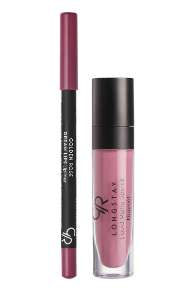 Golden Rose Matte Lip Kit -Blush Pink- Likit Mat Ruj ve Dudak Kalemi Seti 400188