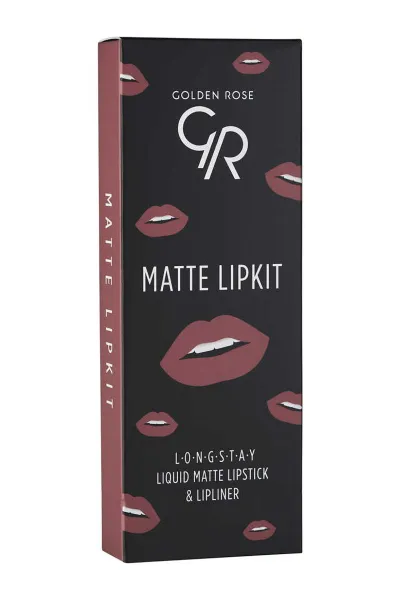 Golden Rose Matte Lip Kit -Rose Taupe- Likit Mat Ruj ve Dudak Kalemi Seti 400189