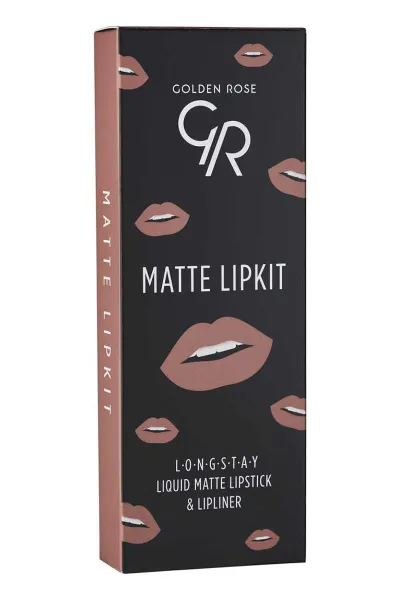 Golden Rose Matte Lip Kit -Warm Nude- Likit Mat Ruj ve Dudak Kalemi Seti 400190